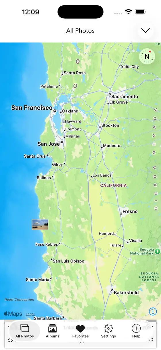 EXIF Viewer map view plotting geotagged photos