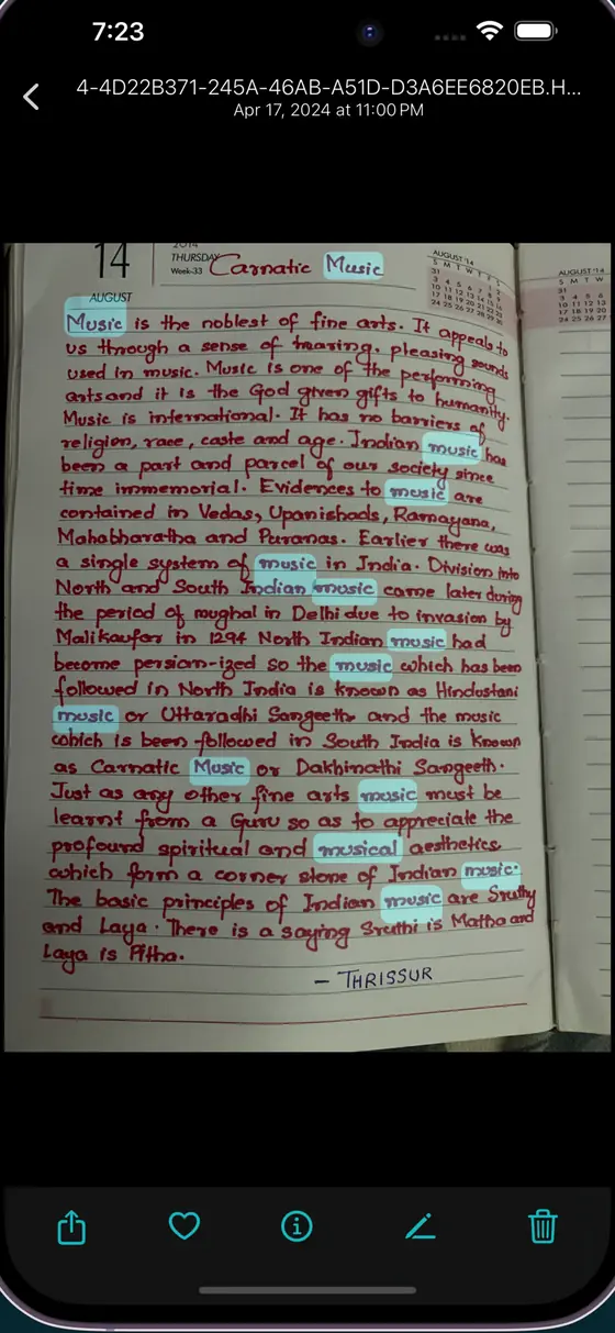 Photos Search showing a match found in handwritten text